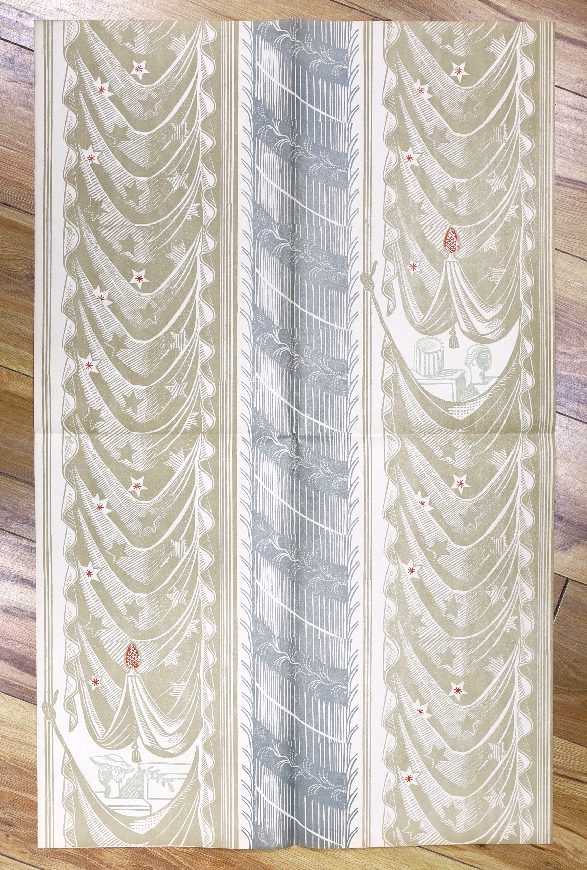 Bawden, Edward and McKitterick, David - Wallpapers, number 8 of 40 copies with 2 additional original full sheets of wallpaper, signed by the author and Bawden, from an overall edition of 120, introduction by Bawden, 7 sp